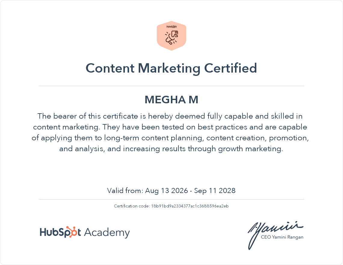 content marketing certificate