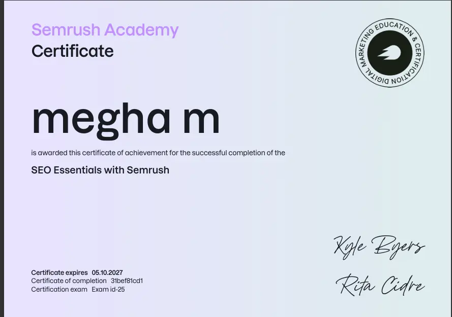semrush certificate